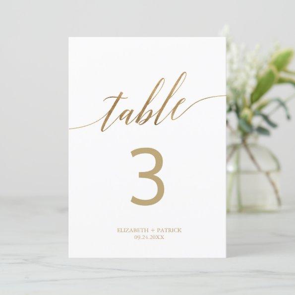 Elegant Gold Calligraphy " Table Number
