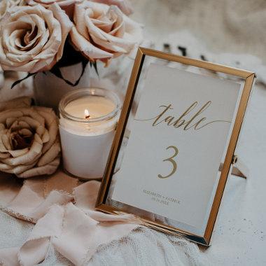 Elegant Gold Calligraphy " Wedding Table Number