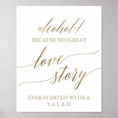 Elegant Gold Calligraphy Alcohol Love Story Sign