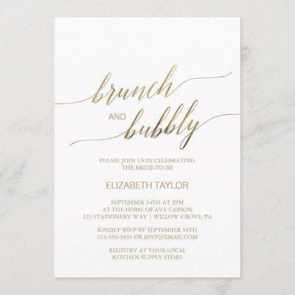 Elegant Gold Calligraphy Brunch & Bubbly Invitations