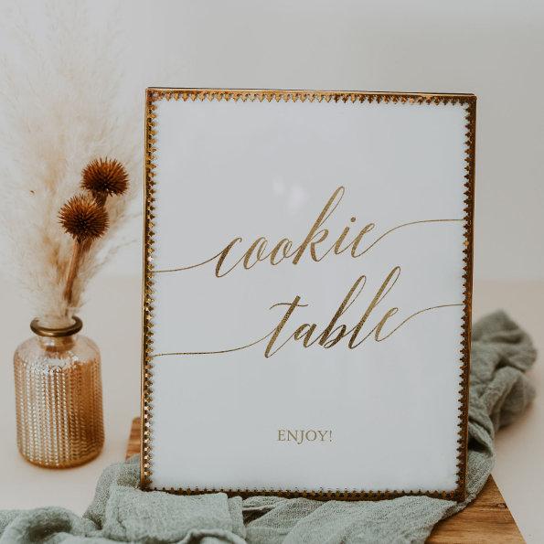 Elegant Gold Calligraphy Cookie Table Sign