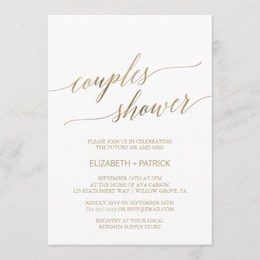 Elegant Gold Calligraphy Couples Shower Invitations