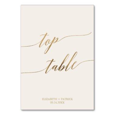 Elegant Gold Calligraphy Cream Top Table Table Number