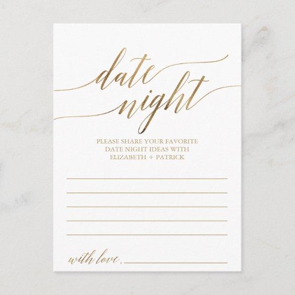 Elegant Gold Calligraphy Date Night Idea Invitations