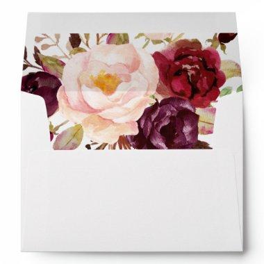 Elegant Gold Calligraphy Floral Wedding  Envelope