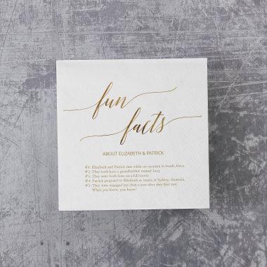Elegant Gold Calligraphy Fun Facts Wedding Napkins
