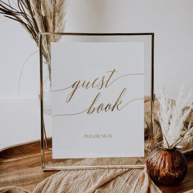 Elegant Gold Calligraphy Guest Book Sign