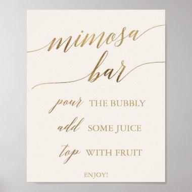Elegant Gold Calligraphy | Ivory Mimosa Bar Sign
