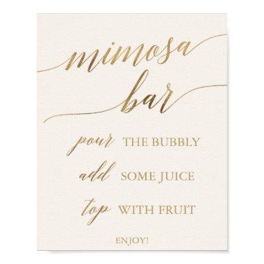 Elegant Gold Calligraphy | Ivory Mimosa Bar Sign