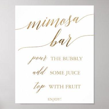 Elegant Gold Calligraphy Mimosa Bar Sign