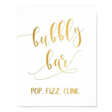 Elegant Gold Calligraphy Party Bubble Bar Sign