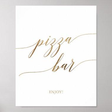 Elegant Gold Calligraphy Pizza Bar Sign
