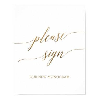 Elegant Gold Calligraphy Please Sign Poster