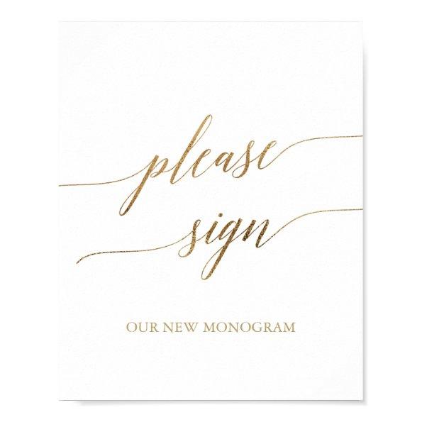 Elegant Gold Calligraphy Please Sign Poster