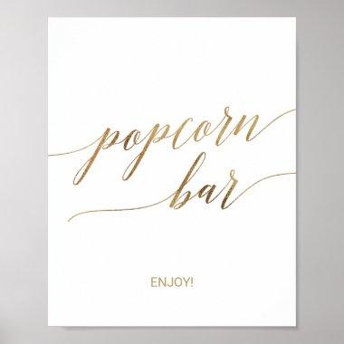 Elegant Gold Calligraphy Popcorn Bar Sign