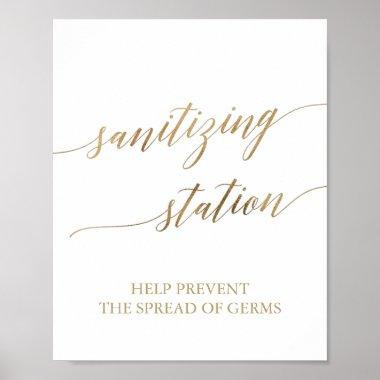 Elegant Gold Calligraphy Sanitizing Station Sign