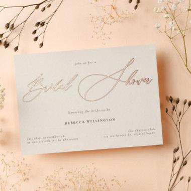 Elegant Gold Calligraphy Script Bridal Shower Foil Invitations