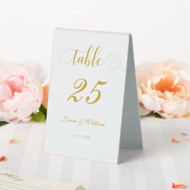 Elegant Gold Calligraphy Script Table Number Table Tent Sign