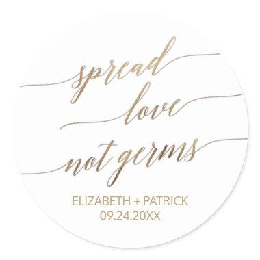 Elegant Gold Calligraphy Spread Love Not Germs Classic Round Sticker