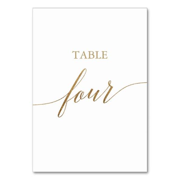 Elegant Gold Calligraphy Table Four Table Number