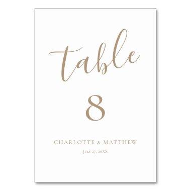 Elegant Gold Calligraphy Table Number