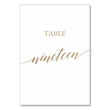 Elegant Gold Calligraphy Table Number Nineteen