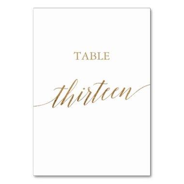 Elegant Gold Calligraphy Table Number Thirteen