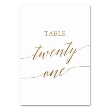 Elegant Gold Calligraphy Table Number Twenty One