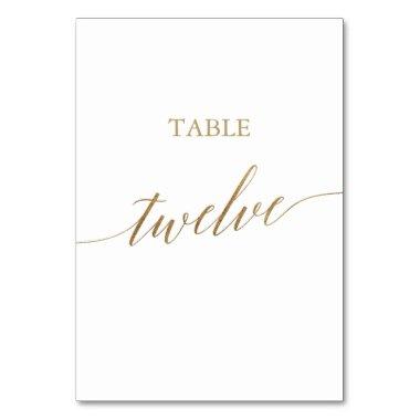 Elegant Gold Calligraphy Table Twelve Table Number
