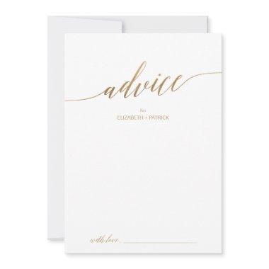 Elegant Gold Calligraphy Wedding Advice Card