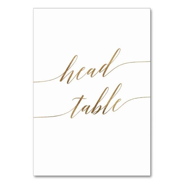 Elegant Gold Calligraphy Wedding Head Table Number