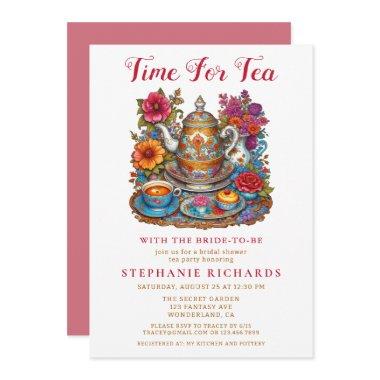 Elegant Gold Colorful Floral Teapot