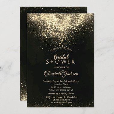 Elegant Gold Confetti Bridal Shower Invitations