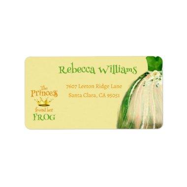 Elegant Gold Crown Princess Frog Bridal Shower Label