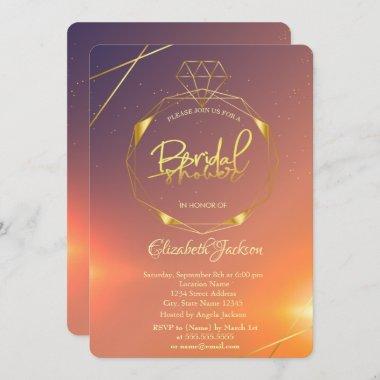 Elegant Gold Diamond Shiny Bridal Shower Invitations