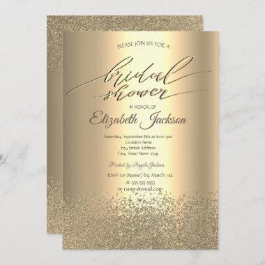 Elegant Gold Diamonds Bridal Shower Invitations