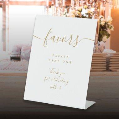 Elegant Gold Favors Modern Script Table Pedestal Sign