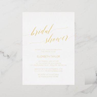 Elegant Gold Foil Calligraphy Bridal Shower Foil Invitations
