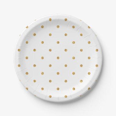 Elegant Gold Foil Dots Metallic Hostess Entertain Paper Plates