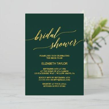 Elegant Gold Foil | Emerald Green Bridal Shower Foil Invitations