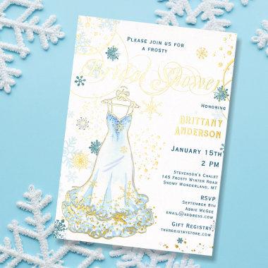 Elegant Gold Foil | Snowflake Winter Bridal Shower Foil Invitations