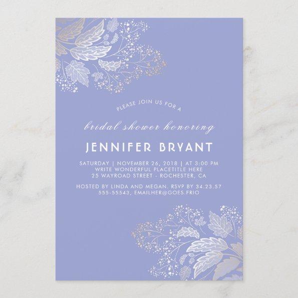 Elegant Gold Foliage Lavender Purple Bridal Shower Invitations