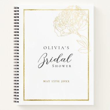 Elegant Gold Frame Peony Bridal Shower Gift List Notebook