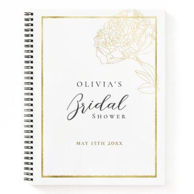 Elegant Gold Frame Peony Bridal Shower Gift List Notebook