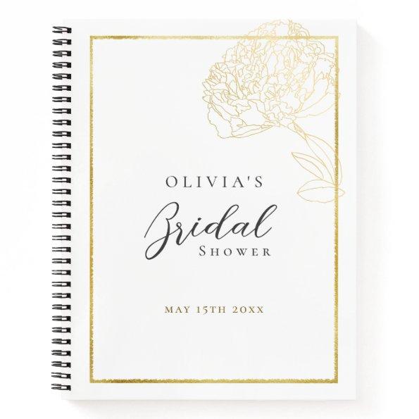 Elegant Gold Frame Peony  Gift List Notebook