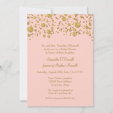 Elegant Gold Glitter Confetti Modern Bridal Shower Invitations