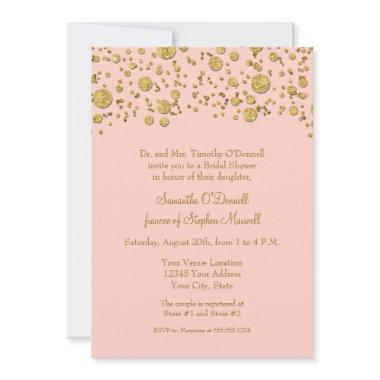 Elegant Gold Glitter Confetti Modern Bridal Shower Invitations