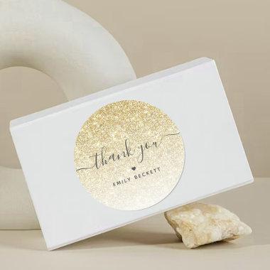 Elegant Gold Glitter Thank You Classic Round Sticker