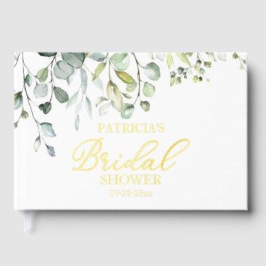 Elegant Gold Greenery  Foil Guest Book