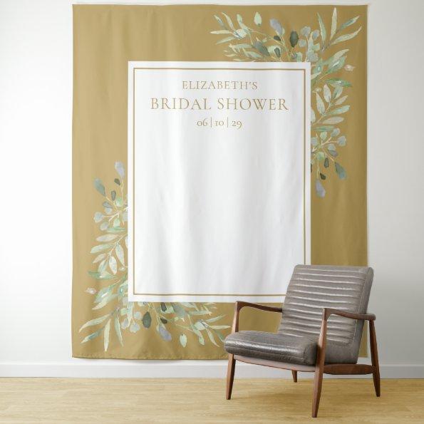 Elegant Gold Greenery Bridal Shower Photo Backdrop